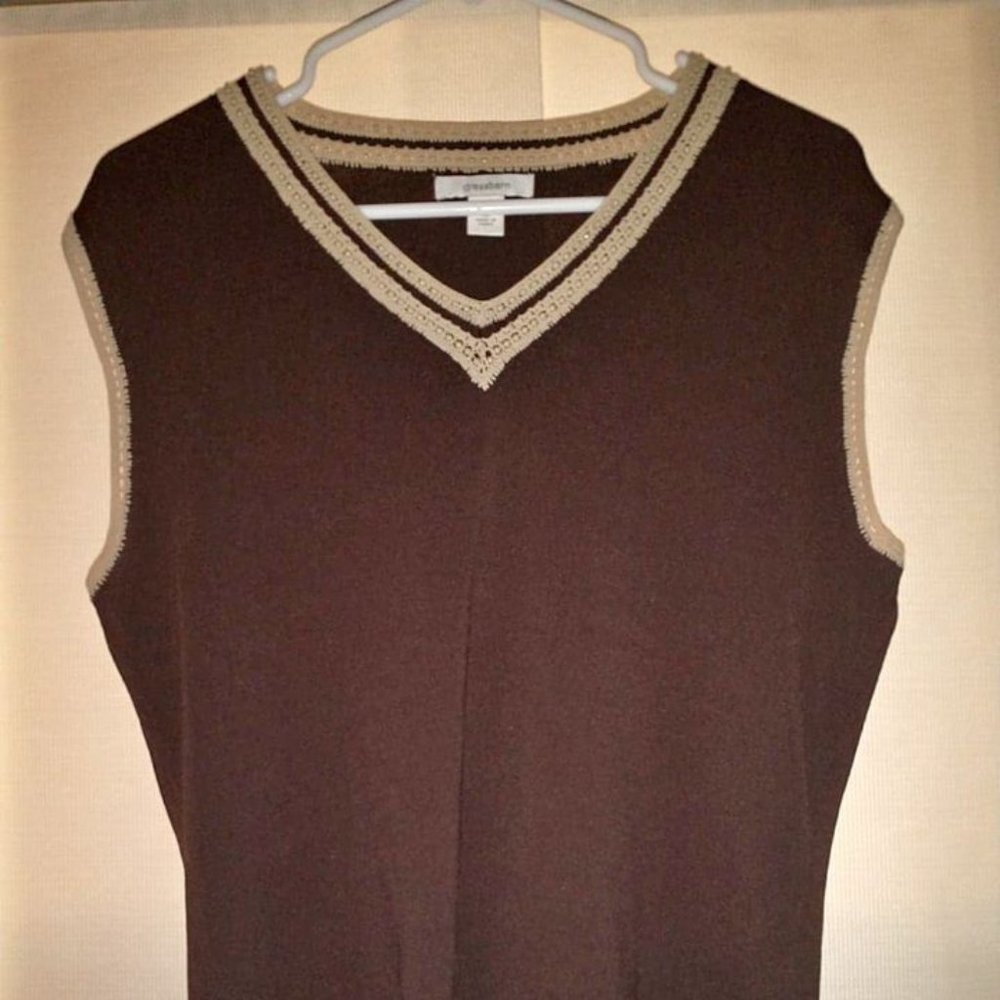 Dressbarn women's tanktop neckline  beading brown size XL W-346
